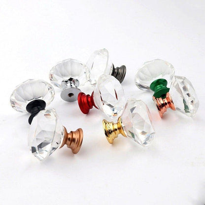 Diamant greb i glas med farvet hardware (Ø: 30 mm) - Grebet