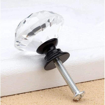 Diamant greb i glas med farvet hardware (Ø: 30 mm) - Grebet