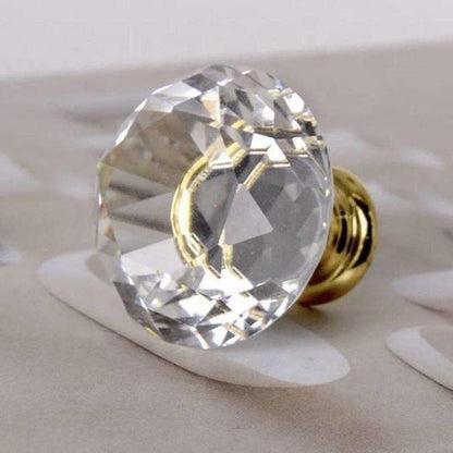 Glas diamant greb med guld fod (Ø: 30 eller 40 mm) - Grebet