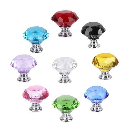 Glas diamant møbelknop (Ø: 30 mm) - Grebet