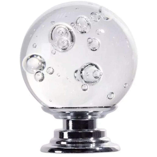 Glas klar runde greb med bobler (Ø: 30 mm) - Grebet