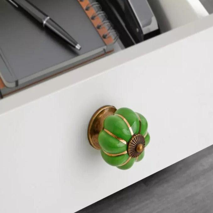 Græskar greb med guld deltaljer (Ø: 40 mm) FLERE FARVER - Grebet