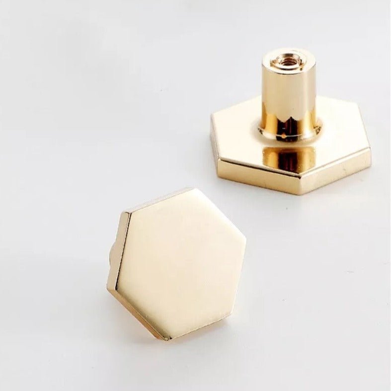 Hexagon møbelknop (poleret, guldfarvet) - Grebet