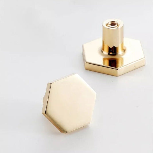 Hexagon møbelknop (poleret, guldfarvet) - Grebet