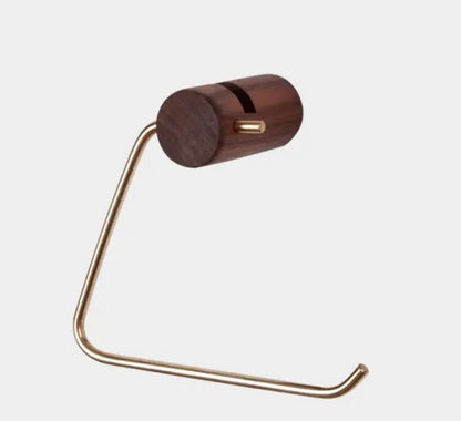 Toiletrulleholder i messing og træ (L-form)