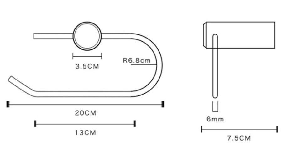 Toiletrulleholder i messing og lyst træ (U-form)
