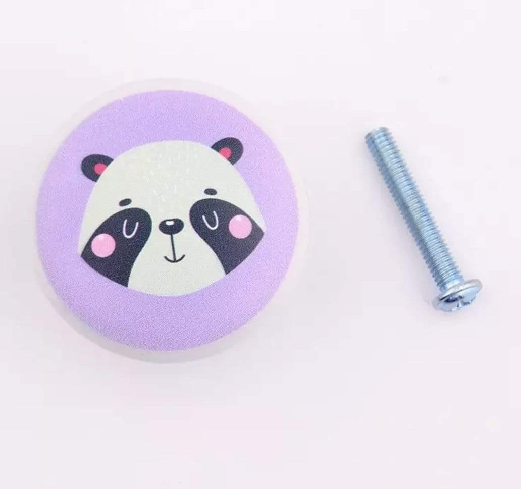 Grebet.dk Keramik greb Bjørn (lilla) Keramik greb til børneværelset med dyrehoveder (Ø: 38 mm)