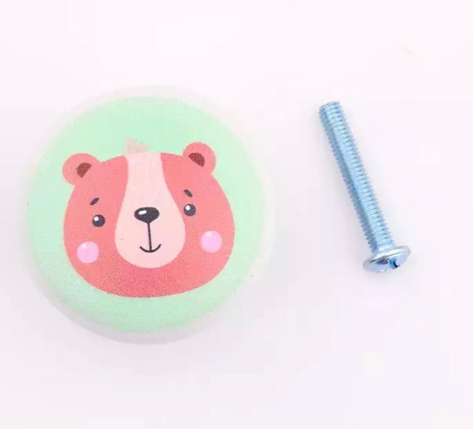 Keramik greb til børneværelset med dyrehoveder (Ø: 38 mm) - Grebet