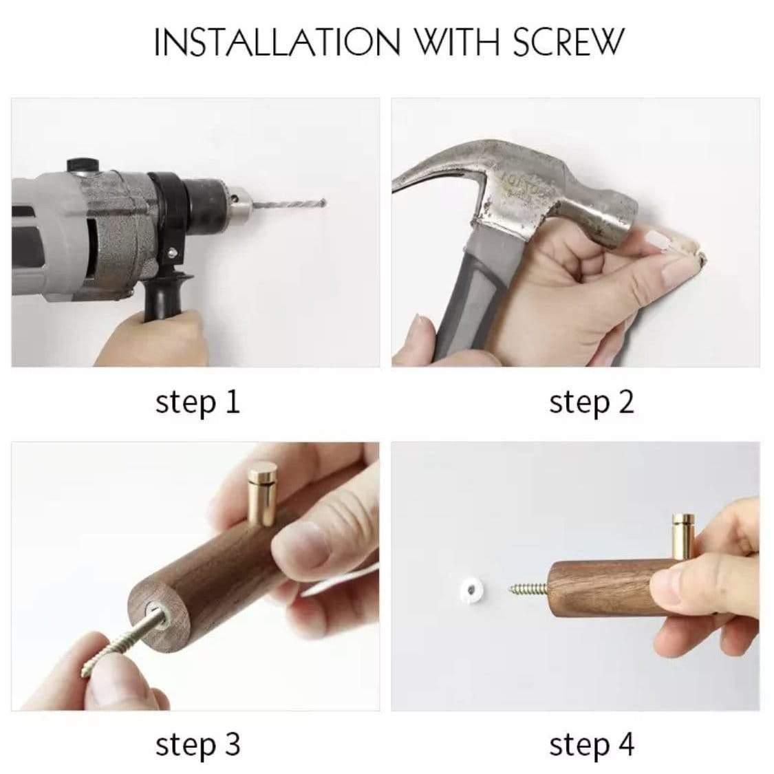 By Grebet Knage Knager i træ med børstet messing (lyst eller mørkt træ)