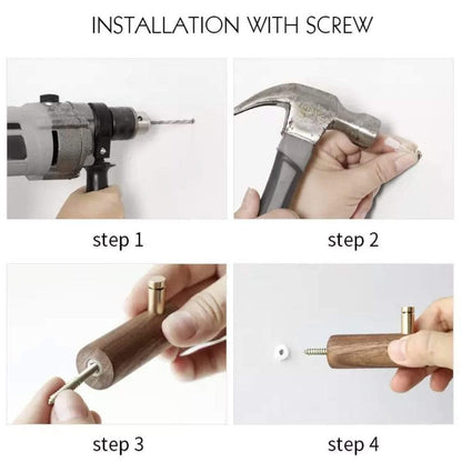 By Grebet Knage Knager i træ med børstet messing (lyst eller mørkt træ)