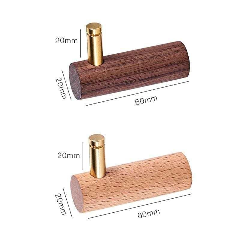 By Grebet Knage Knager i træ med børstet messing (lyst eller mørkt træ)