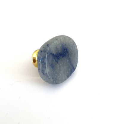 By Grebet.dk Møbelknop Blå aventurin (stor) Krystal møbelknop (guld hardware, flere størrelser)