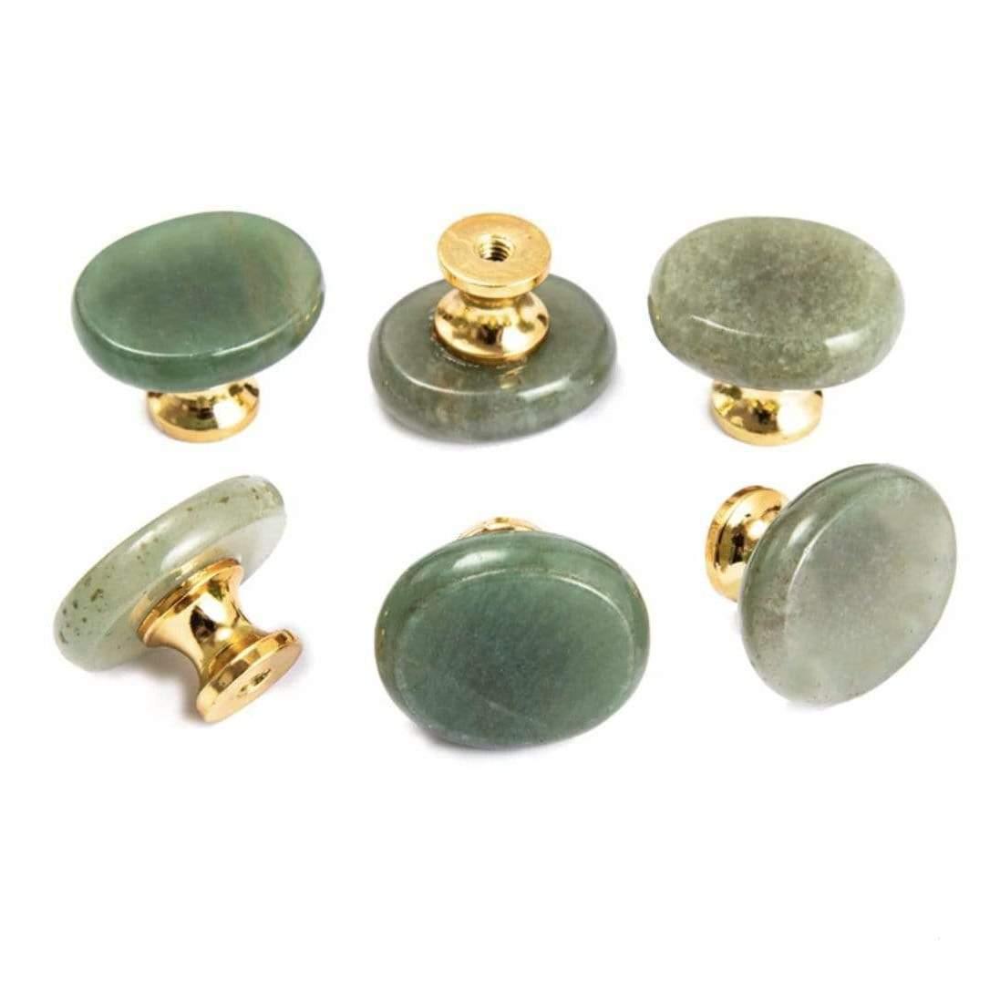 By Grebet.dk Møbelknop Grøn aventurin (lille) Krystal møbelknop (guld hardware, flere størrelser)