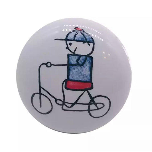 🚴 Porcelænsgreb “Dreng på cykel” (Ø: 35 mm) - Grebet