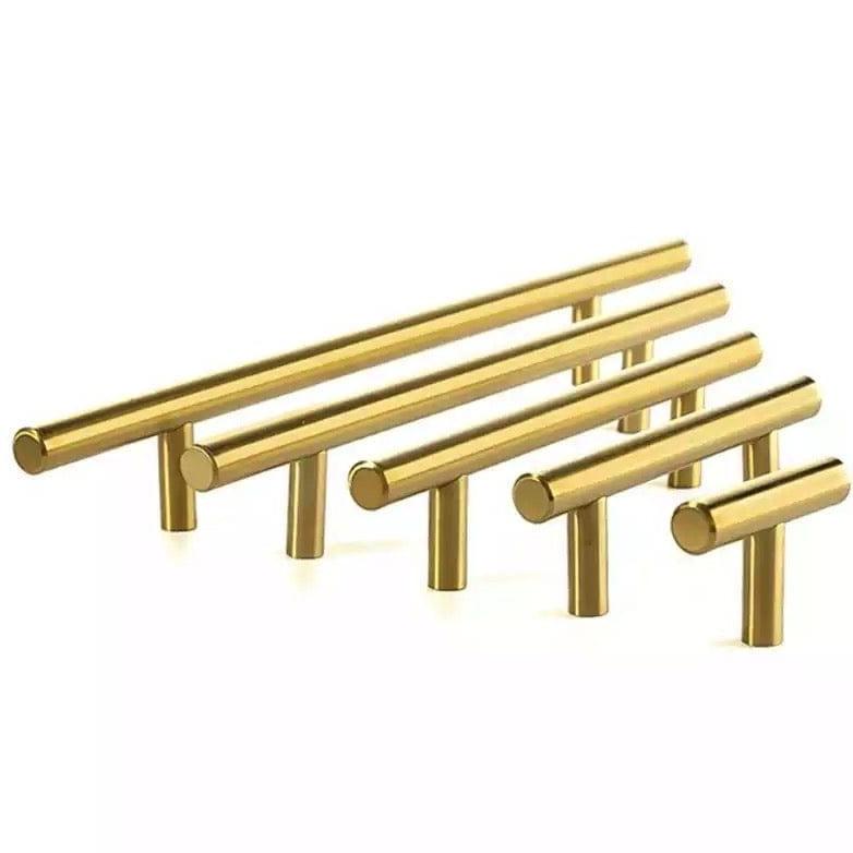Relingsgreb - messingfarvet metal (T-greb eller CC: 64, 76, 96, 128, 160, 192, 224, 256, 288, 320, 352 og 384 mm) - Grebet