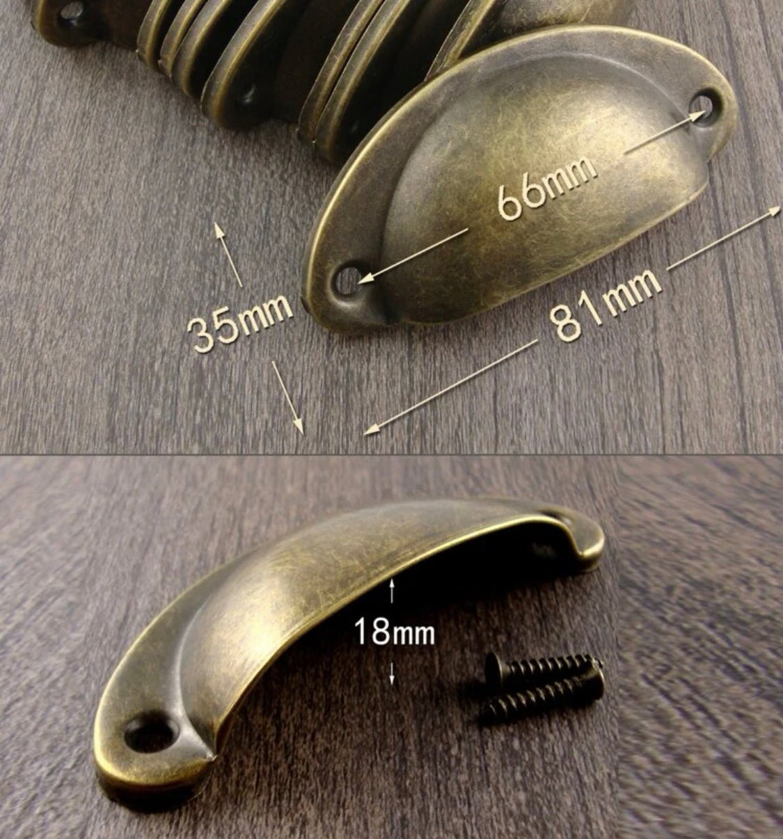 Skal håndtag (81x35 mm) CC-mål: 66 mm - Grebet