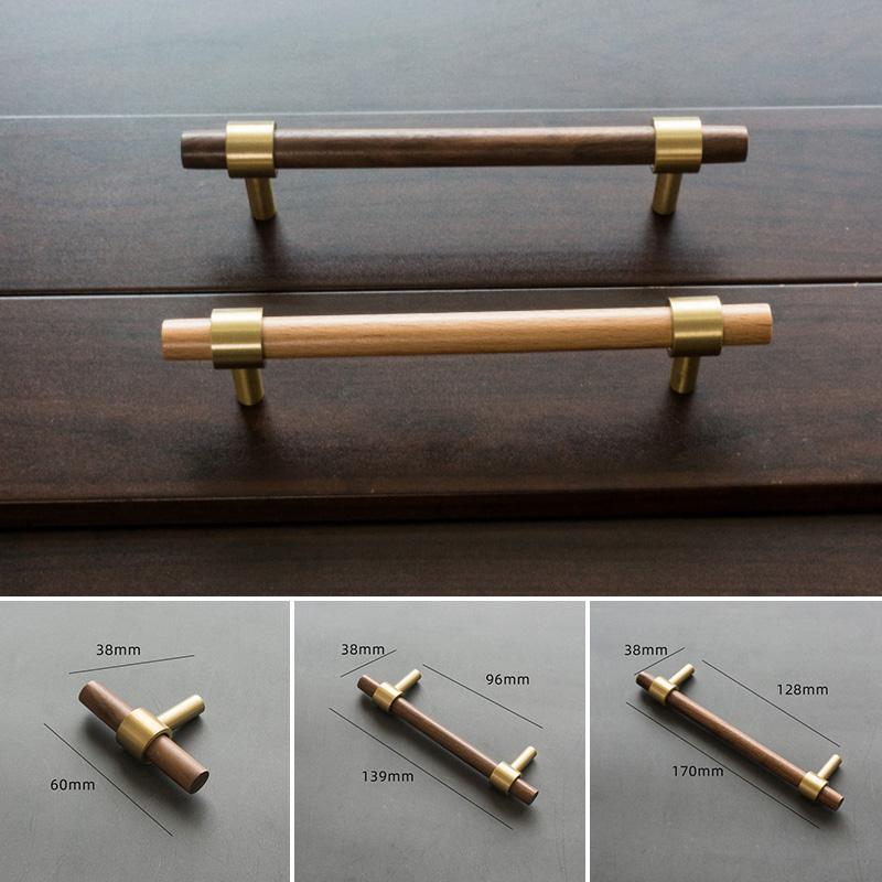 Træ håndtag med messing hardware (bøg eller valnød) - Grebet