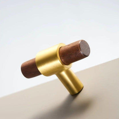 Træ håndtag med messing hardware (bøg eller valnød) - Grebet