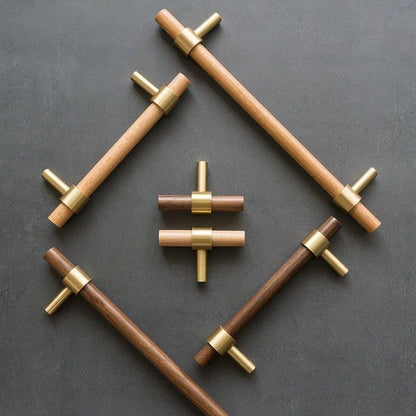 Træ håndtag med messing hardware (bøg eller valnød) - Grebet