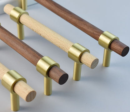 Træ håndtag med messing hardware (bøg eller valnød) - Grebet